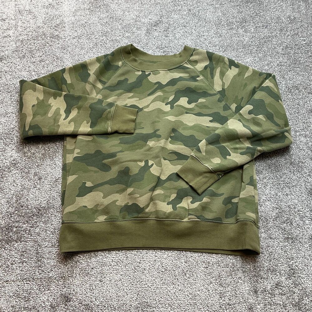 Old Navy Pullover Sweatshirt Womens Medium Green Camo Vintage Crew Sweater Adult